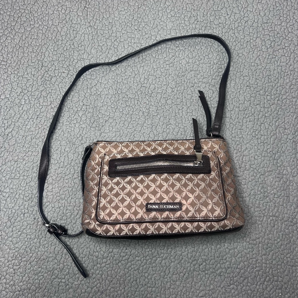 Dana Buchman Brown And Tan Medium Crossbody Purse